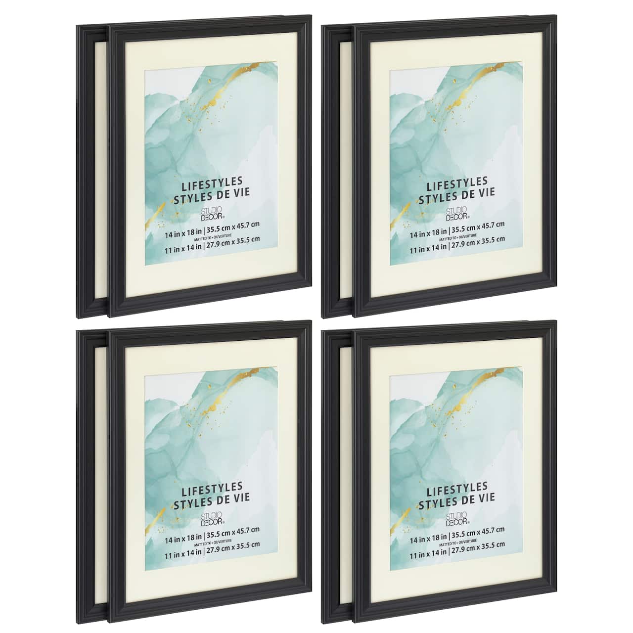 4 Packs: 2 ct. (8 total) Black 11" x 14" Frame with Mat, Lifestyles by Studio Décor®